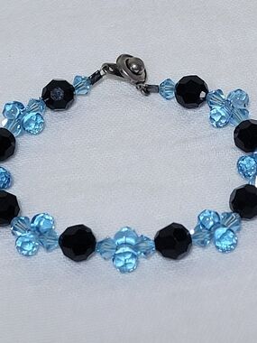 Coach Black and Light Blue Crystal Beaded Bracelet